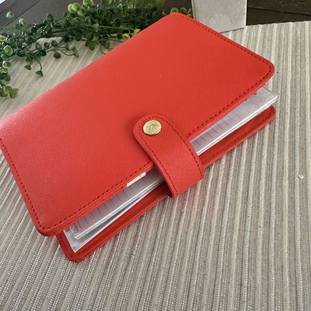 Kikki.K Orange Saffiano Planner Organizer 6 Ring Binder 7.5” x 5.5” - Picture 4 of 12